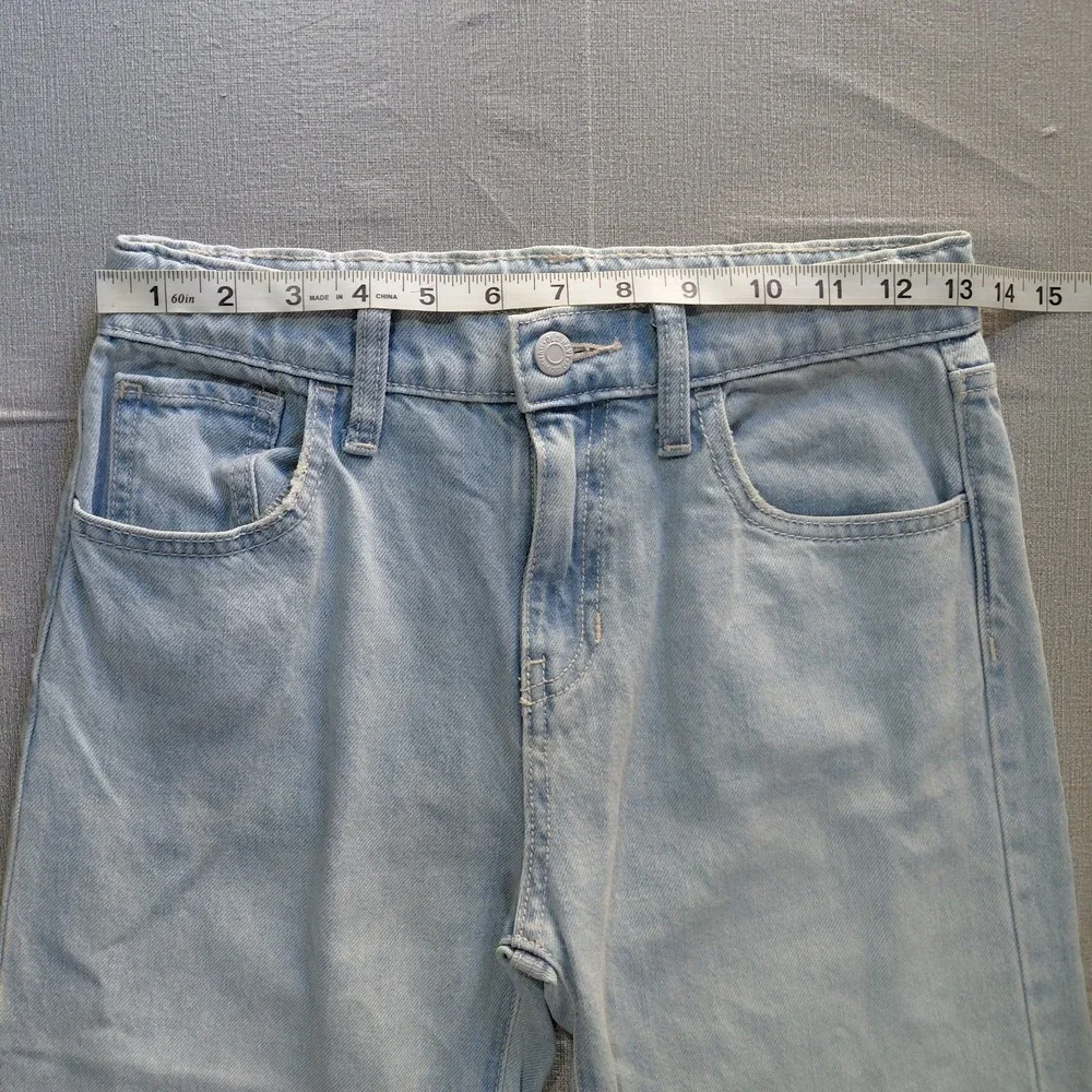 Old Navy High Rise Baggy Wide Leg Built In Tough Jeans Youth 12 Light Wash Denim